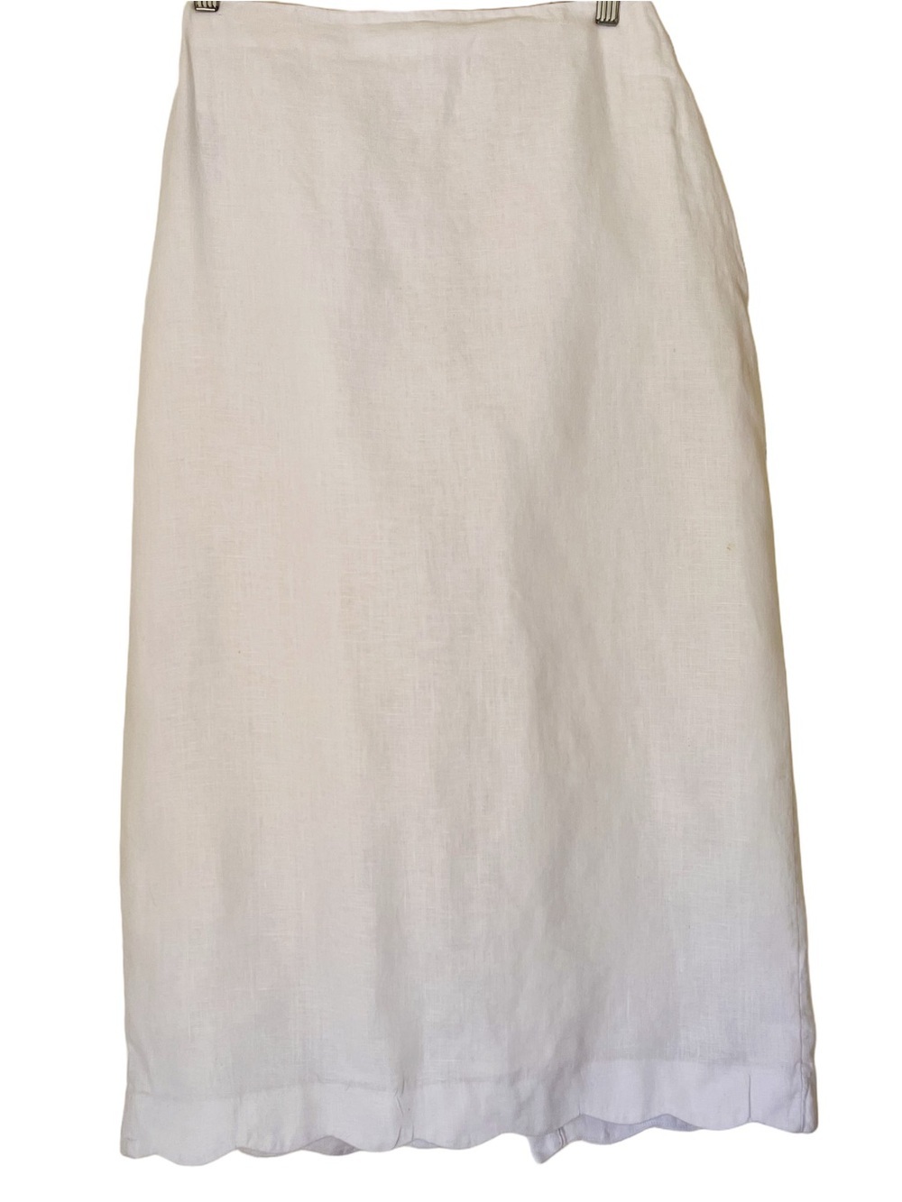 Linen Collection White A-line 33" Long Skirt Fully Lined Back Split Size Small